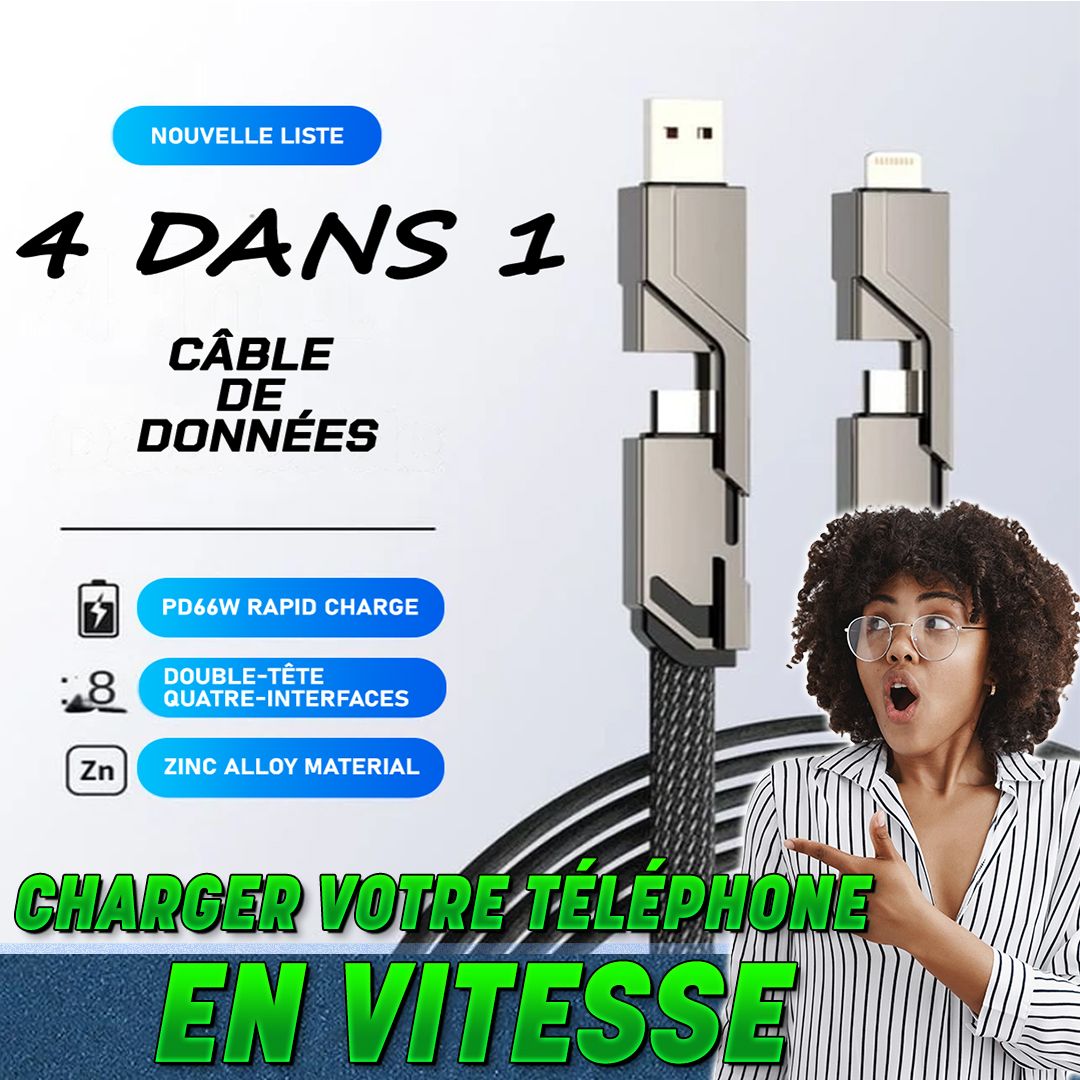 Câble de Chargeur Tressé 4-en-1 avec Velcro-GNS